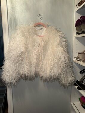 Ivory Faux Fur Feather Jacket